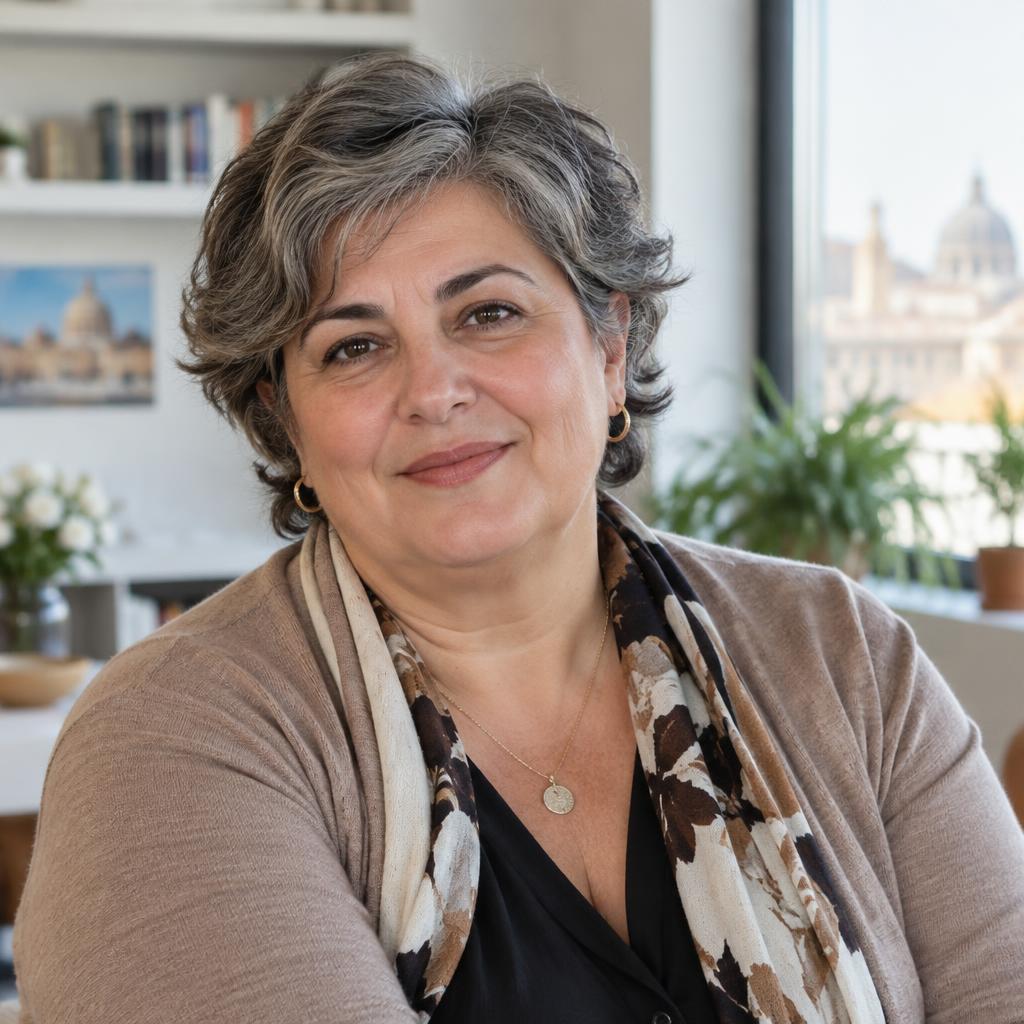 Paziente italiana matura sorridente e fiduciosa